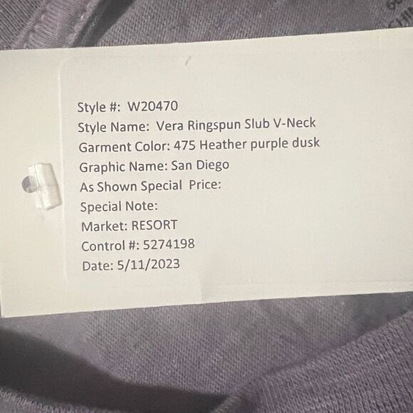 MV Sports Womens Heather Purple San Diego California V-Neck T-Shirt XL NWT - Picture 5 of 7